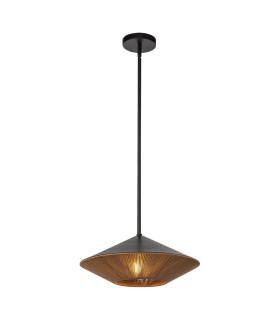 Alora Mood Daphne Dome Pendant Ceiling Light Contemporary Matt Black Natural 1x E27-1