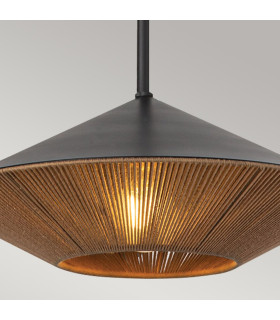 Alora Mood Daphne Dome Pendant Ceiling Light Contemporary Matt Black Natural 1x E27-2