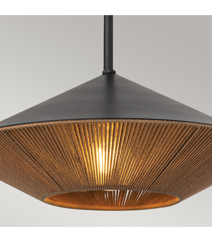 Alora Mood Daphne Dome Pendant Ceiling Light Contemporary Matt Black Natural 1x E27-2