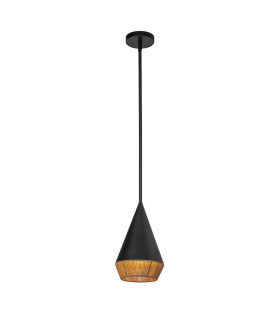 Alora Mood Daphne Slim Pendant Ceiling Light Contemporary Matt Black Natural 1x E27-1
