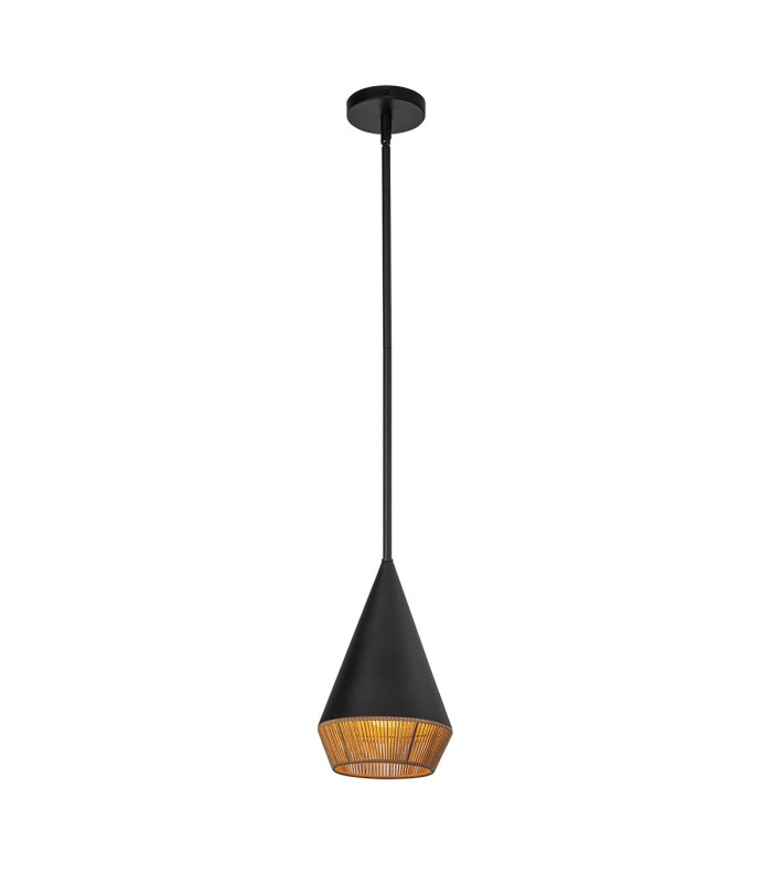 Alora Mood Daphne Slim Pendant Ceiling Light Contemporary Matt Black Natural 1x E27-1