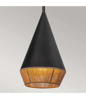Alora Mood Daphne Slim Pendant Ceiling Light Contemporary Matt Black Natural 1x E27-2