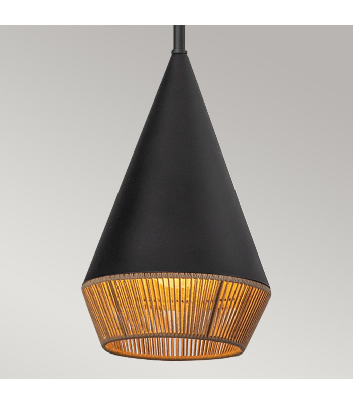 Alora Mood Daphne Slim Pendant Ceiling Light Contemporary Matt Black Natural 1x E27-2