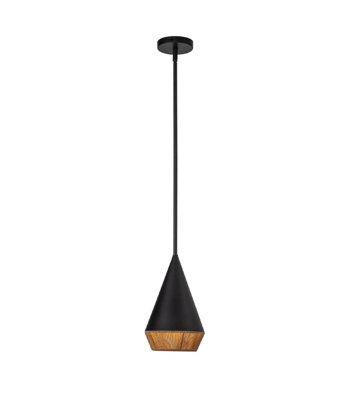 Alora Mood Daphne Slim Pendant Ceiling Light Contemporary Matt Black Natural 1x E27-5