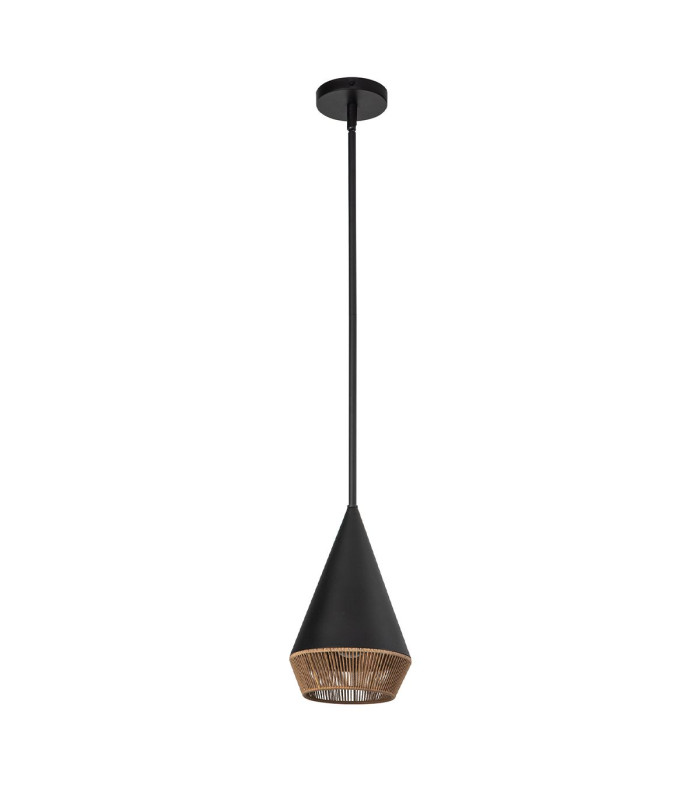 Alora Mood Daphne Slim Pendant Ceiling Light Contemporary Matt Black Natural 1x E27-6