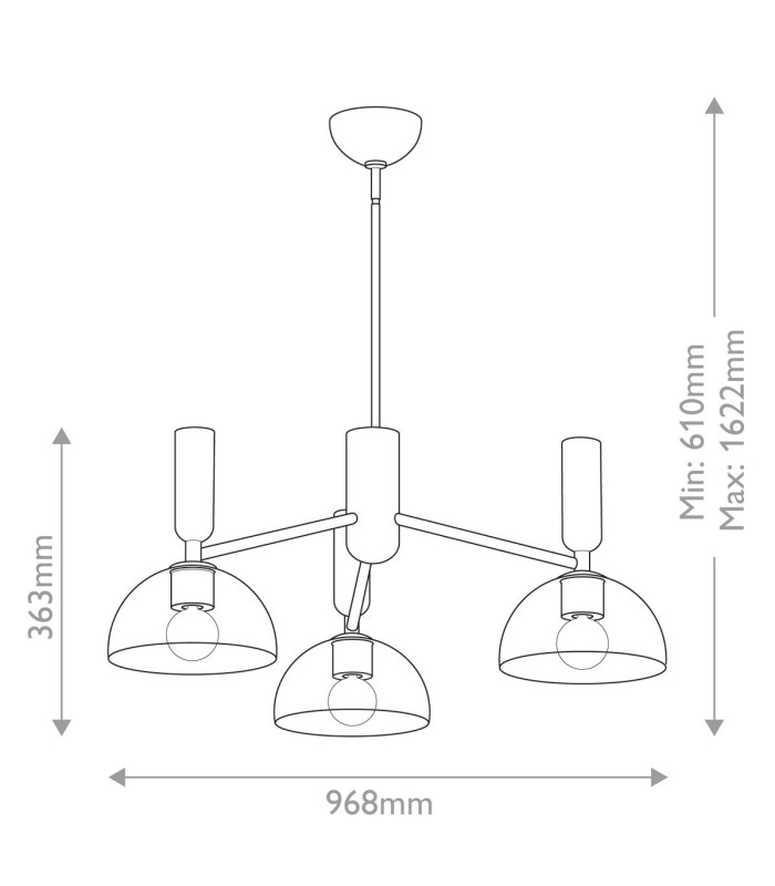 Alora Mood Jude Multi Arm Pendant Ceiling Light Contemporary Brushed Gold 3x E27-3