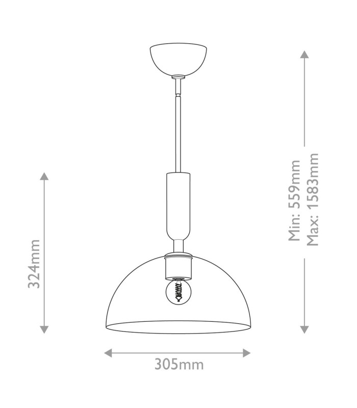 Alora Mood Jude Dome Pendant Ceiling Light Contemporary Matt Black 1x E27-3
