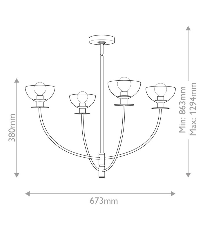 Alora Mood Sylvia Multi Arm Pendant Ceiling Light Contemporary Brushed Gold 4x E14-3