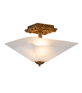 Flambeau Star Bowl Semi Flush Ceiling Light Contemporary Distressed Gold 2x E27-1