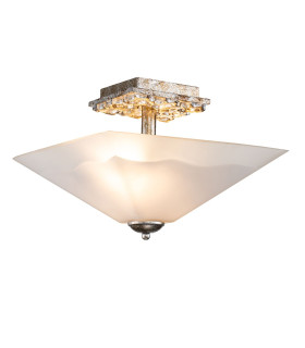Flambeau Star Bowl Semi Flush Ceiling Light Contemporary Distressed Silver 2x E27-1
