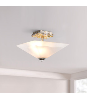 Flambeau Star Bowl Semi Flush Ceiling Light Contemporary Distressed Silver 2x E27-2