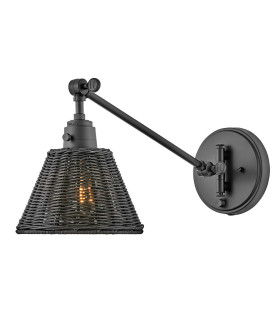 Hinkley Arti Dome Wall Lamp Contemporary Black Black Rattan Shade 1x E27-1