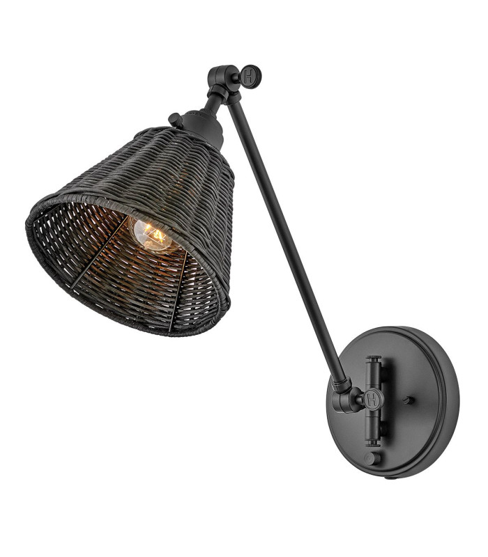 Hinkley Arti Dome Wall Lamp Contemporary Black Black Rattan Shade 1x E27-4