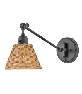 Hinkley Arti Dome Wall Lamp Contemporary Black Natural Rattan Shade 1x E27-1