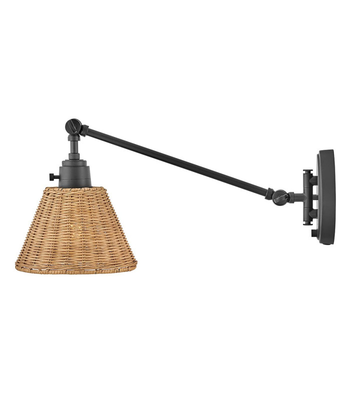 Hinkley Arti Dome Wall Lamp Contemporary Black Natural Rattan Shade 1x E27-4