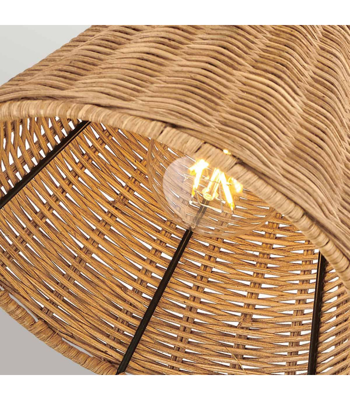 Hinkley Arti Dome Wall Lamp Contemporary Black Natural Rattan Shade 1x E27-6