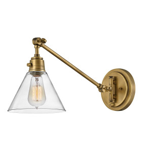 Hinkley Arti Dome Wall Lamp Contemporary Heritage Brass Clear Glass Shade 1x E27-1