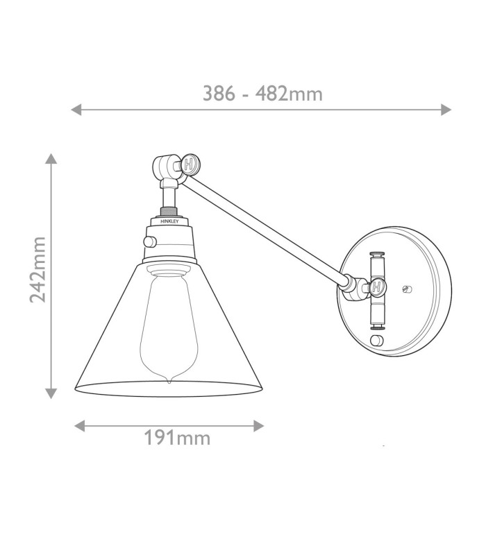 Hinkley Arti Dome Wall Lamp Contemporary Heritage Brass Clear Glass Shade 1x E27-3