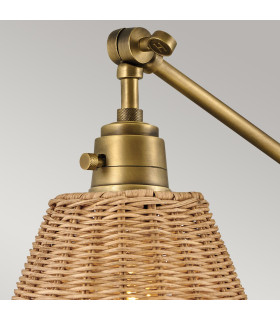 Hinkley Arti Dome Wall Lamp Contemporary Heritage Brass Natural Rattan Shade 1x E27-2