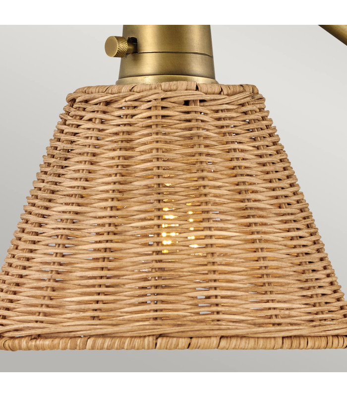 Hinkley Arti Dome Wall Lamp Contemporary Heritage Brass Natural Rattan Shade 1x E27-5