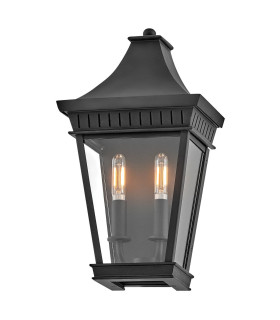 Hinkley Chapel Hill Outdoor Wall Lantern Traditional Museum Black IP44 2x E14-1