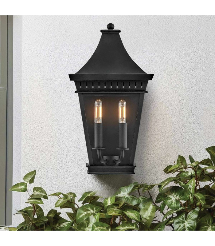 Hinkley Chapel Hill Outdoor Wall Lantern Traditional Museum Black IP44 2x E14-2
