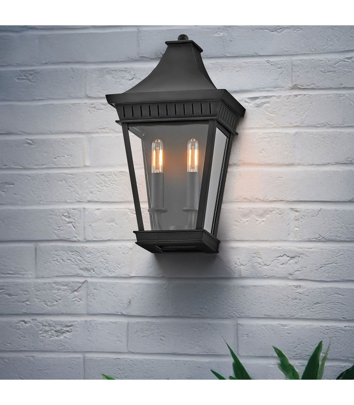 Hinkley Chapel Hill Outdoor Wall Lantern Traditional Museum Black IP44 2x E14-4