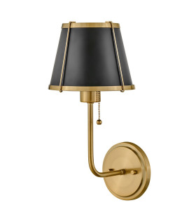 Hinkley Clarke Wall Lamp with Shade Contemporary Warm Brass Black Metal Shade 1x E27-1