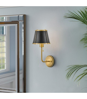 Hinkley Clarke Wall Lamp with Shade Contemporary Warm Brass Black Metal Shade 1x E27-2
