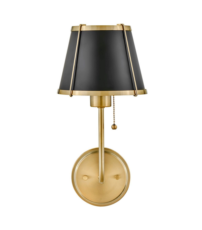 Hinkley Clarke Wall Lamp with Shade Contemporary Warm Brass Black Metal Shade 1x E27-4