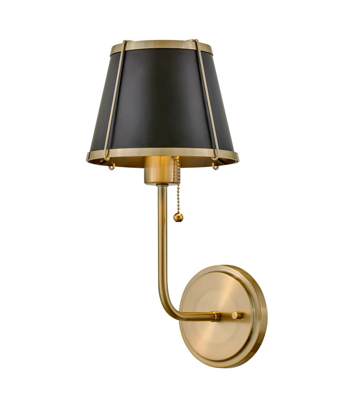 Hinkley Clarke Wall Lamp with Shade Contemporary Warm Brass Black Metal Shade 1x E27-6