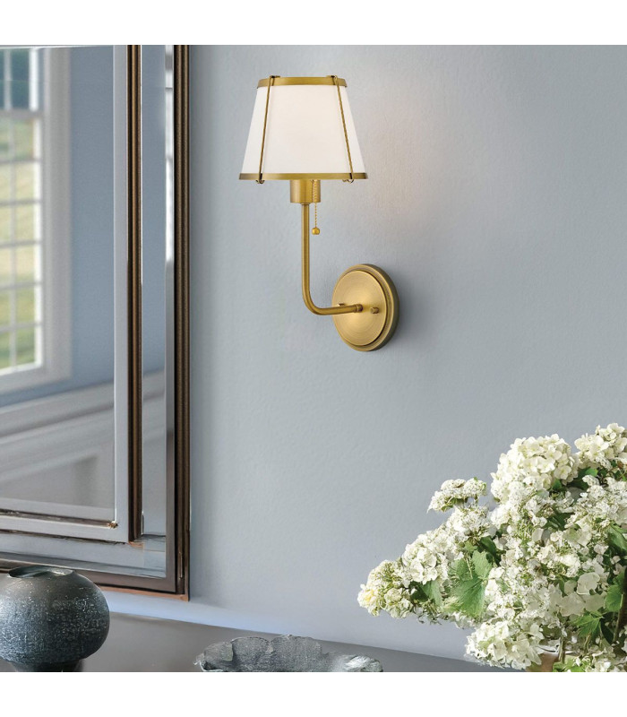 Hinkley Clarke Wall Lamp with Shade Contemporary Darkened Brass Ivory Linen Shade 1x E27-2
