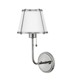 Hinkley Clarke Wall Lamp with Shade Contemporary Polished Nickel White Metal Shade 1x E27-1