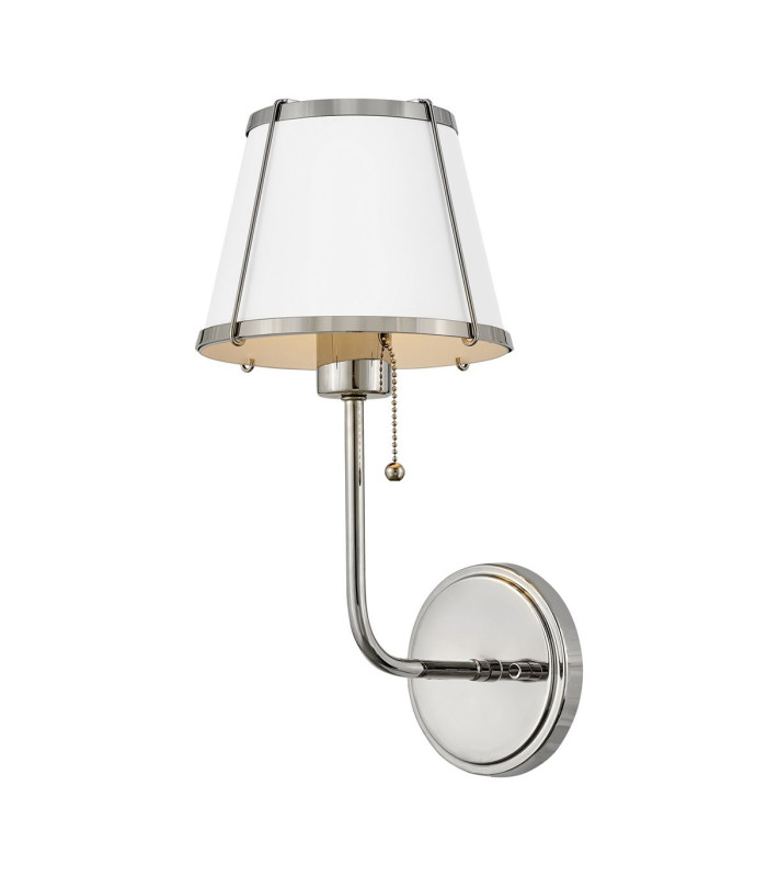 Hinkley Clarke Wall Lamp with Shade Contemporary Polished Nickel White Metal Shade 1x E27-5