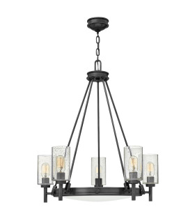 Hinkley Collier Cylindrical Pendant Ceiling Light Contemporary Black Oxide 5x E27-1