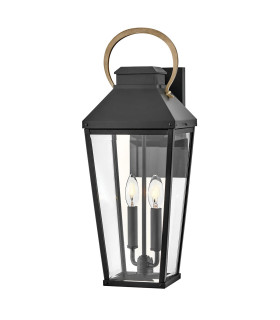 Hinkley Dawson Outdoor Wall Lantern Traditional Black Burnished Bronze accent IP44 2x E14-1