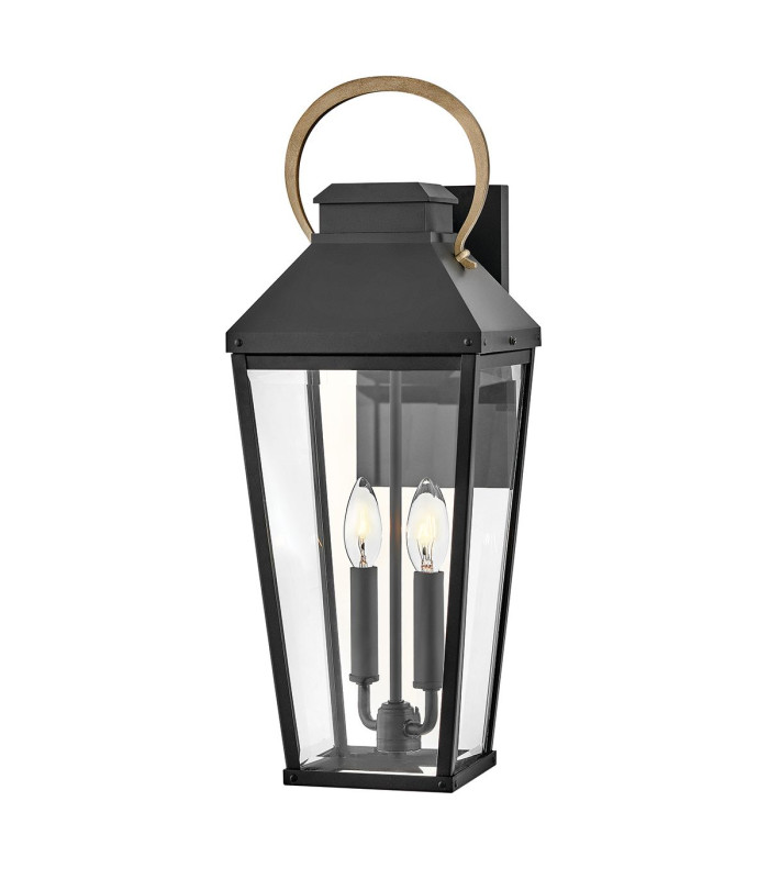 Hinkley Dawson Outdoor Wall Lantern Traditional Black Burnished Bronze accent IP44 2x E14-1