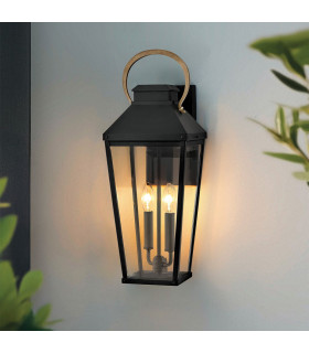 Hinkley Dawson Outdoor Wall Lantern Traditional Black Burnished Bronze accent IP44 2x E14-2