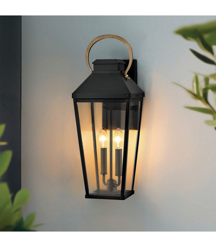 Hinkley Dawson Outdoor Wall Lantern Traditional Black Burnished Bronze accent IP44 2x E14-2