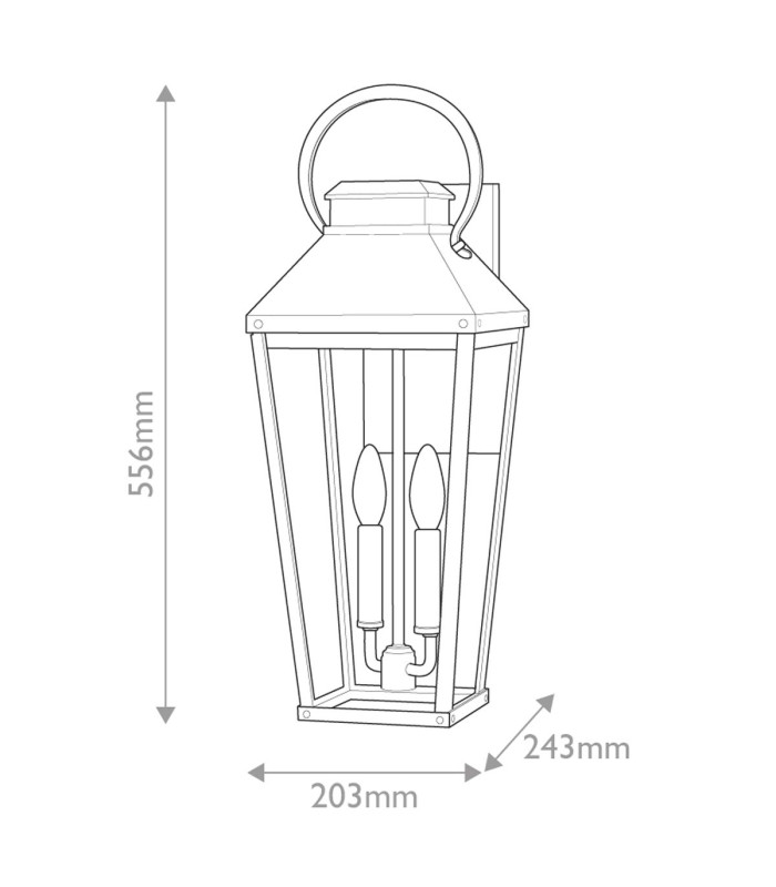 Hinkley Dawson Outdoor Wall Lantern Traditional Black Burnished Bronze accent IP44 2x E14-3