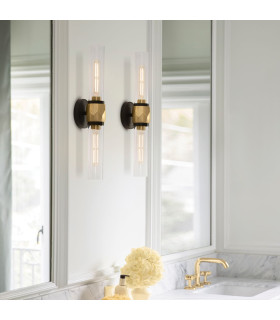 Hinkley Ellison Bathroom Wall Lamp Contemporary Black Heritage Brass IP44 2x E27-2