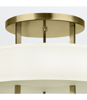 Hinkley Hampton Cylindrical Ceiling Light Classic Brushed Brass 3x E27-2