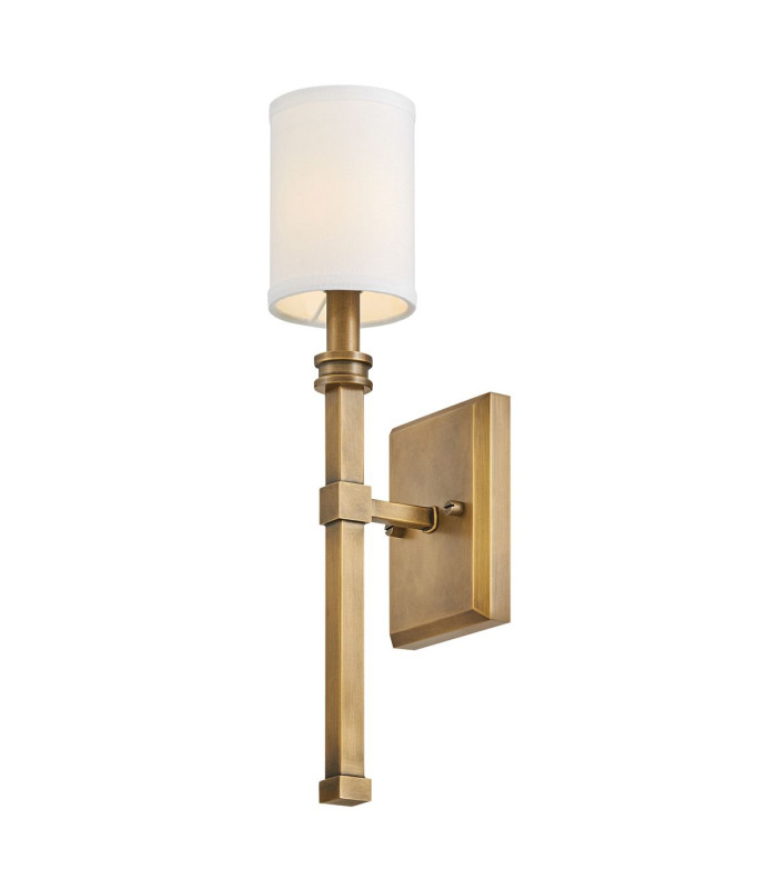 Hinkley Moore Candle Wall Lamp Traditional Heritage Brass Ivory Linen Shade 1x E14-5