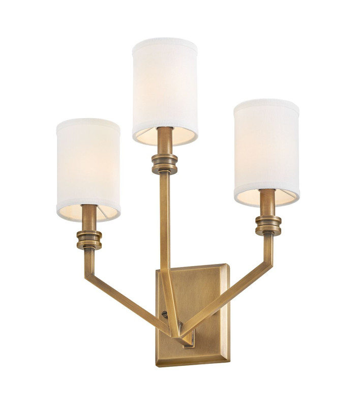 Hinkley Moore Candle Wall Lamp Traditional Heritage Brass Ivory Linen Shade 3x E14-4