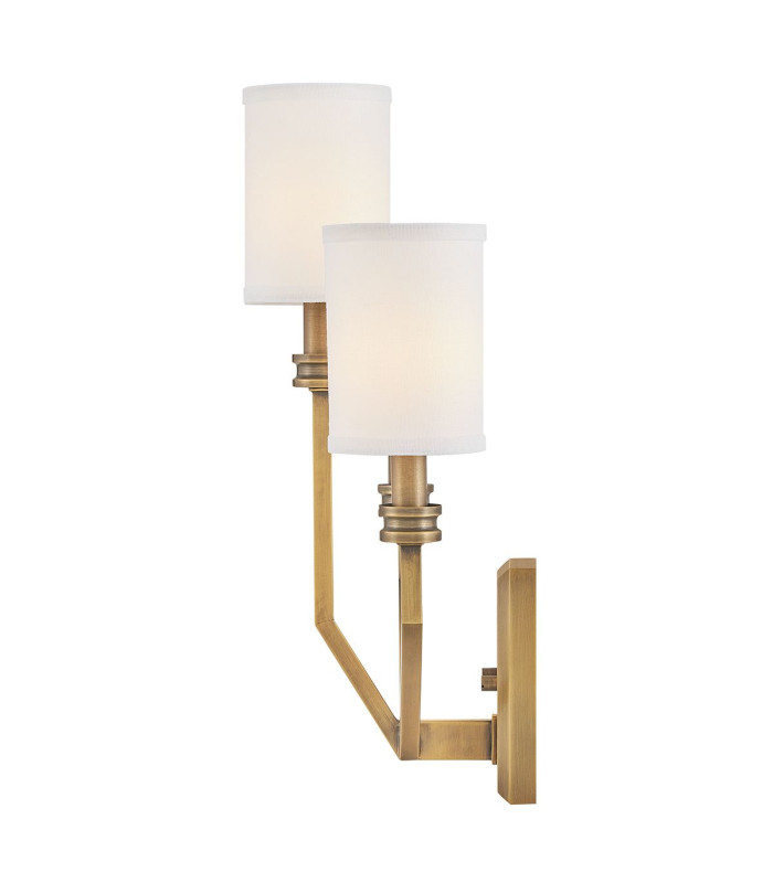 Hinkley Moore Candle Wall Lamp Traditional Heritage Brass Ivory Linen Shade 3x E14-5