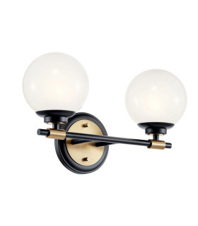 Kichler Benno Bathroom Wall Lamp Contemporary Black Champagne Bronze 3000K IP44 2x G9-1