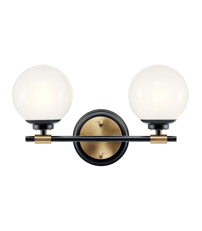 Kichler Benno Bathroom Wall Lamp Contemporary Black Champagne Bronze 3000K IP44 2x G9-4