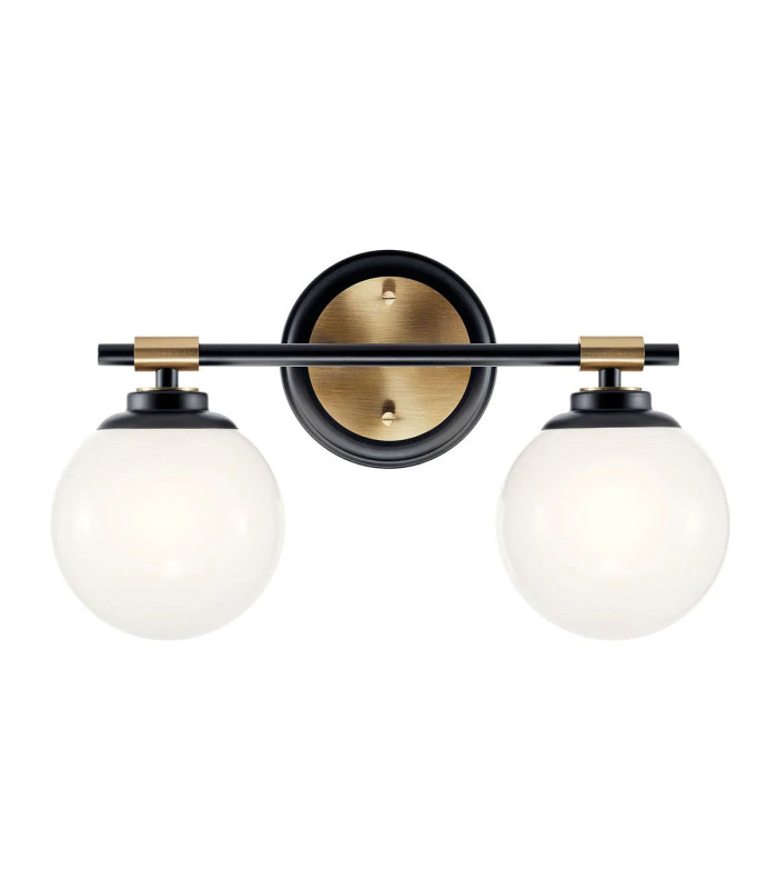 Kichler Benno Bathroom Wall Lamp Contemporary Black Champagne Bronze 3000K IP44 2x G9-5