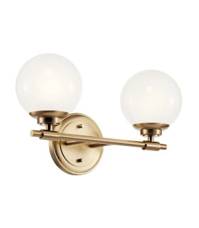 Kichler Benno Bathroom Wall Lamp Contemporary Champagne Bronze 3000K IP44 2x G9-1
