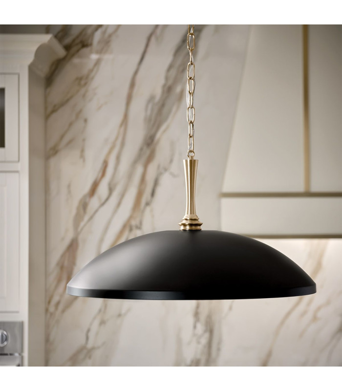Kichler Delarosa Dome Pendant Ceiling Light Contemporary Black Champagne Bronze 1x E27-6